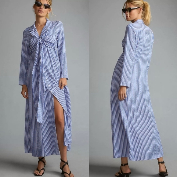Anthropologie Dresses & Skirts - Anthropologie Blue and White Striped Maxi Dress